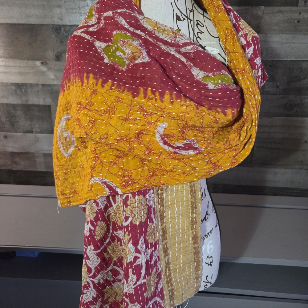 Reversible Bright Colored Kantha Scarf #70
